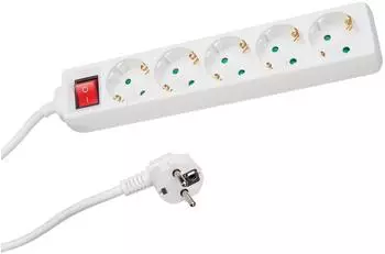 Perel Steckdosenleiste 5x Schuko Typ F, Schalter, Kindersicherung, 1,5m, 3500W, IP20 (EB5S-G)