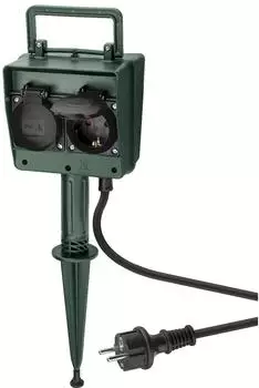 Goobay Gartensteckdose 4-fach mit Erdspie&szlig;, Schuko IP44 250V (55943)