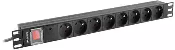 Lanberg PDU-08E-0200-BK Rack-Steckdosenleiste 19" 1U 8x230V 16A (PDU-08E-0200-BK)