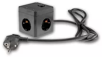 ChiliTec Steckdosen-W&uuml;rfel 3-fach USB-A/USB-C mit Schalter, 1,5m Kabel, schwarz (24075)