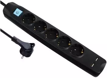 Maxtrack NV58-3L Steckdosenleiste 5-fach 2x USB schwarz 3m (NV58-3L)