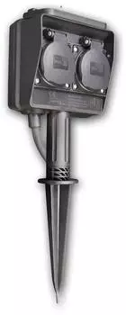 McPower Gartensteckdose 2-fach mit Erdspieß, IP44, 3m Kabel (1300381)