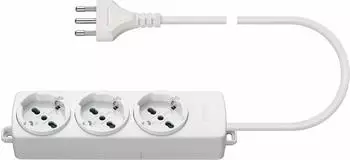 Vimar Steckdosenleiste Universal 3-fach mit Kabel, Weiß (01290.CC.B)