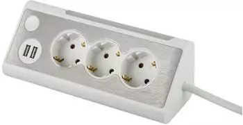 Maxtrack NV70-3WL 3-fach Eck-Steckdosenleiste 2x USB LED 3m Kabel (NV70-3WL)