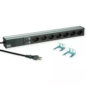 Bachmann 19" Steckdosenleiste 7x T23 CH &Uuml;berspannungsschutz, schwarz, 3m (333.0382)