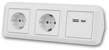 McPower CUP Aufbau-Steckdosenblock 2-fach mit USB-A & USB-C, wei&szlig;