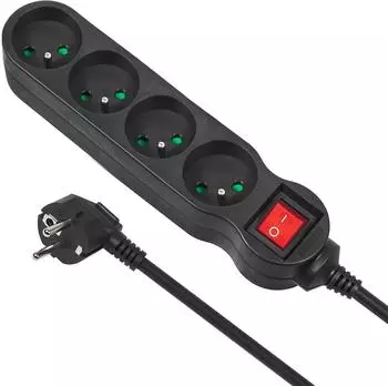 Maclean Steckdosenleiste 4-fach, Typ-E, 5m Kabel, Kinderschutz, schwarz (MCE182)