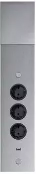 Thebo ST 3007 Ecksteckdose 3-fach mit USB, Edelstahl (175806/3)