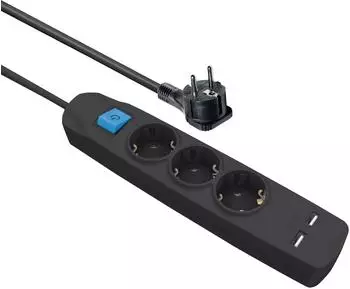 Maxtrack NV56-5L Steckdosenleiste 3-fach, 2x USB, 5m, schwarz (NV56-5L)