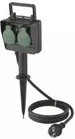 Sygonix SY-5231004 Gartensteckdose 2fach Schwarz, Standard-Gr&uuml;n (seidenmatt)