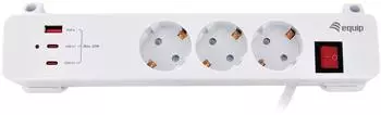 Equip Steckdosenleiste 3x Schuko, 2x USB-C, 1x USB-A, Schalter, 2m (245556)