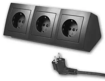 McPower Flair Tischsteckdose 3-fach 250V~/16A, 2m Kabel, schwarz (1535960)