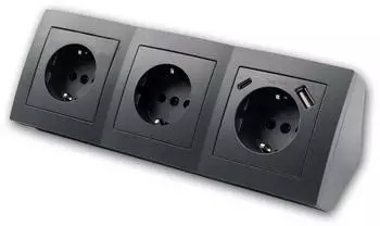 McPower Flair Steckdosenblock anthrazit, 3-fach Schutzkontakt + USB-C/USB-A (1535387)