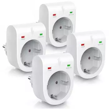 Arendo Steckdose Schuko Überspannungsschutzadapter 4-fach, LED, Kindersicherung, 3500W, IP20
