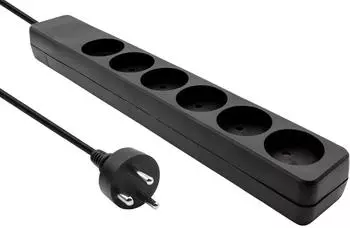 MicroConnect Steckdosenleiste 6-fach dänisch Typ K, 10m, schwarz (MC-GRU0610DKB)