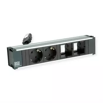 Bachmann CONI Modultr&auml;ger 4-fach, 2x Schuko, 2x CM, Einbau-Tischsteckdosenleiste (912.027)