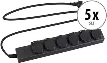 Stagecaptain PSO-6 BK 6-fach Outdoor-Steckdosenleiste IP44, 5er-Set (00083257)