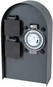 Grafner Steckdosens&auml;ule mit Timer 2-fach, Edelstahl, anthrazit, 3600W (AS10981)