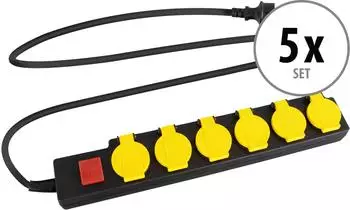 Stagecaptain OPSS-6 YE 6-fach Outdoor-Steckdosenleiste IP44 5er-Set (00070797)