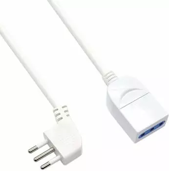 Ewent EW3802 Verlängerungskabel 5m, Schutzkontaktstecker 90°, 10A, weiß (EW3802)