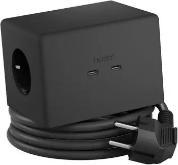 Brennenstuhl Hugo! ONE 2nd Gen. Steckdosenw&uuml;rfel USB-C 20W PD, Wireless Charger, schwarz