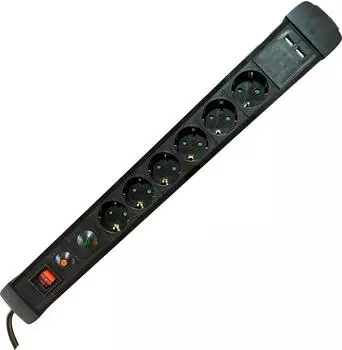 Mcab Steckdosenleiste 6-fach PVC 1,5m Indoor IP20, schwarz (POW0025)