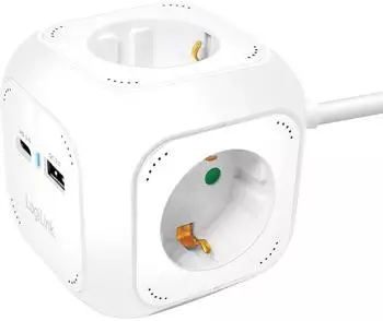 LogiLink LPS283U Power Cube 4-fach Steckdose, 1x USB-C PD 20W, 1,4m (LPS283U)
