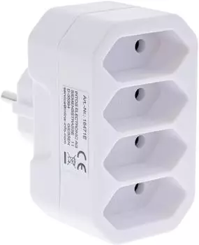 InLine Steckdosenadapter Schutzkontakt auf 4x Eurobuchse, wei&szlig; (16471E)