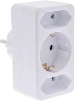 InLine Steckdosenadapter 2x Eurobuchse + 1x Schutzkontaktbuchse, wei&szlig; (16471B)
