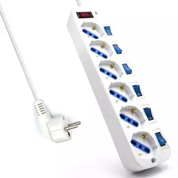 Ewent Steckdosenleiste 6-fach Schuko 250V/2500W 3m Kabel 45&deg; (EW3932-3M)