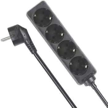 Perel Steckdosenleiste 4x Schuko (Typ F), Kindersicherung, 1,5m, 3500W (EB4BL-G)