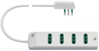 Vimar Steckdosenleiste 4-fach 16A, Flachstecker, Kabel 1,5m, weiß (FP00404.C.B)