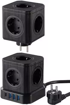Revolt 13in1-Steckdosen-Turm 9 Steckdosen, 3x USB-A, USB-C, PD 20W, schwarz (ZX3762)