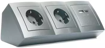 McPower Flair Steckdosenblock anthrazit, 2-fach Schutzkontakt, 2x USB A+C