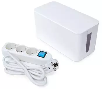 Perel Steckdosenleiste mit Kabelbox 3 Schuko-Steckdosen 3500W 1,5m (EB3WSWOG)