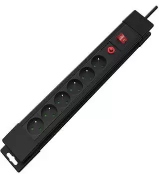 Perel EBP06N1 Steckdosenleiste 6-fach Typ E, 1,5m, 3500W, Überspannungsschutz (EBP06N1)