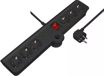 Maxtrack NV75 6-fach faltbare Steckdosenleiste, schwarz, 1,5m (NV75-1,5L)