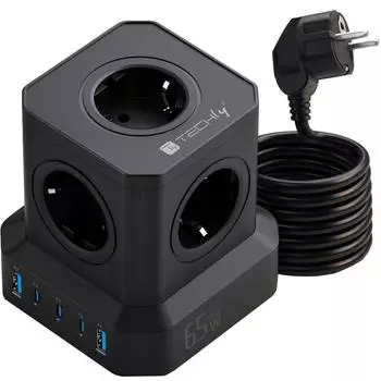 Techly GaN Power Cube Tisch-Mehrfachsteckdose 65W 5-Port (IUPS-PCP-TOWER03)