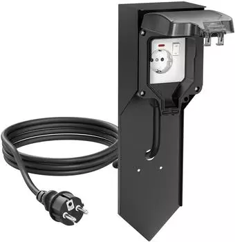 ledscom.de POXO Steckdosensäule Erdspieß 1-fach, 5m Kabel, IP65, schwarz (SET-8173)