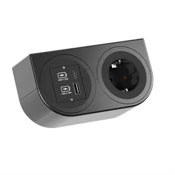Bachmann PIX HOLDER DOUBLE Möbelsteckdose 1x Schutzkontakt USB A/C 22W 2m schwarz (BM0020100)