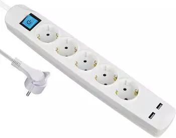 Maxtrack NV58-3WL 5-fach Steckdosenleiste 2x USB, 3m (NV58-3WL)