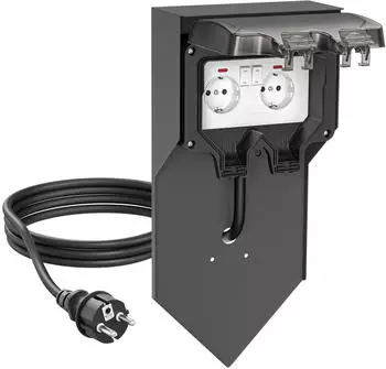 ledscom.de POXO Steckdosensäule Erdspieß 2-fach, 5m Kabel, IP65 (SET-8169)