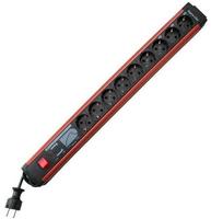 REV Ritter PC Leiste mit Netzfilter SUPRA Line, 9-fach anthrazit/rot, 3,7m Zul.