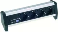 Bachmann Tischsteckdose Desk 1, mit 3 m Schuko Kabel, klemmbar, silber / schwarz,