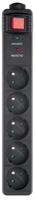 Gembird SPG5-C-5, 1.50m Gembird Steckdosenleiste mit Schalter Schwarz 5...