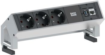 Bachmann Steckdosenleiste Desk 2: 3-fach RAL 9010 mit Daten-und USB-Anschluss (902.301)