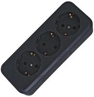 Kopp Steckdosenleiste ohne Schalter 3fach Schwarz ohne Stecker 120305001 (120305001)
