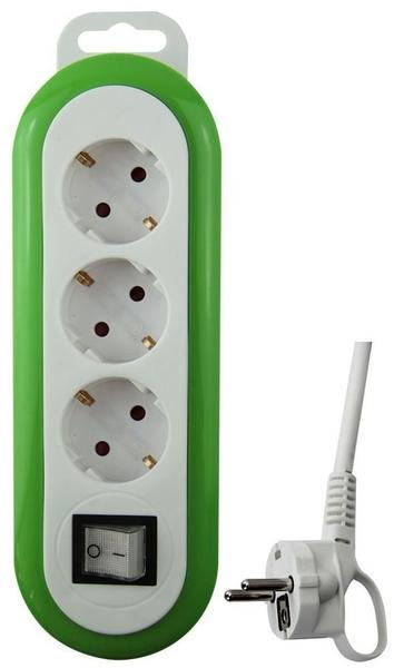GAO 3-fach mit Schalter und Schutzkontakt weiß/grün