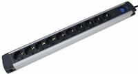 as-Schwabe ALUX 10-fach Steckdosenleiste 1,5 m schwarz schwarz/silber