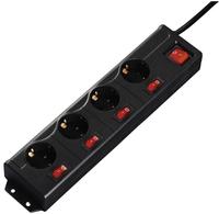 "hama 00137257 Steckdosenleiste "4+1", 4-fach, einzeln schaltbar, Schwarz"